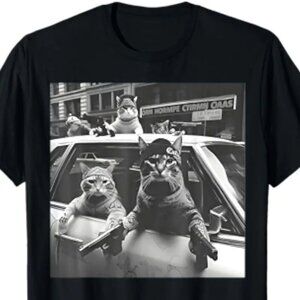 Gangster Cats Graphic Tee 100% Cotton